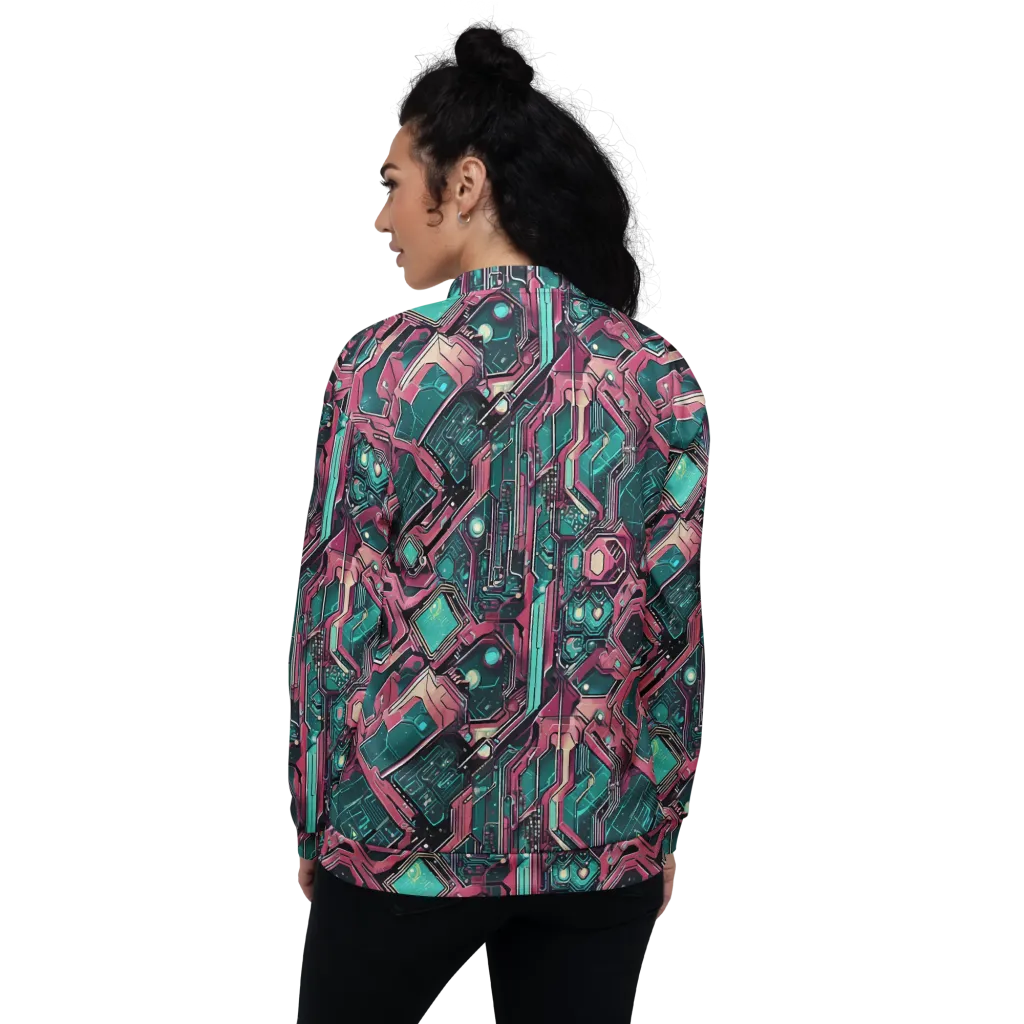 Magenta Mainframe on Bomber Jacket — Back