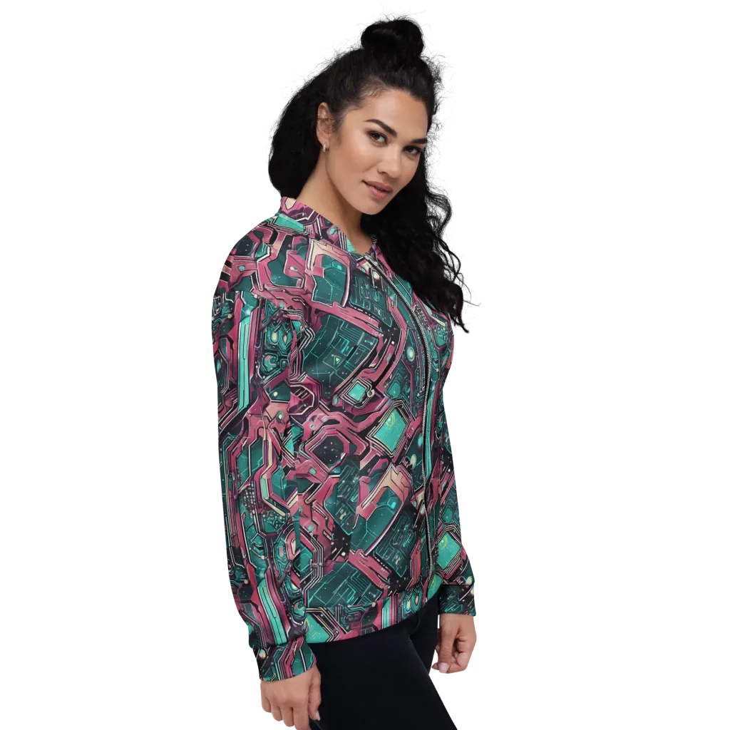 Magenta Mainframe on Bomber Jacket — Right