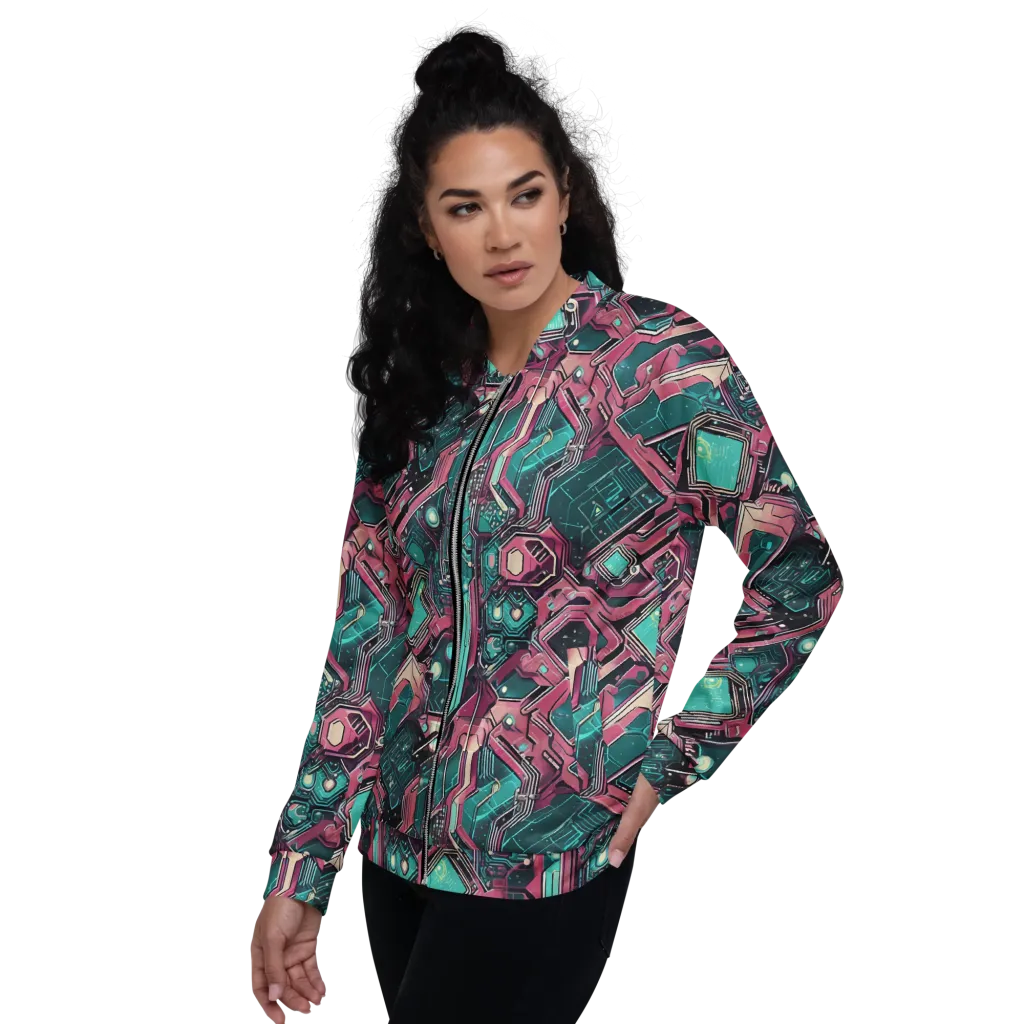 Magenta Mainframe on Bomber Jacket — Left