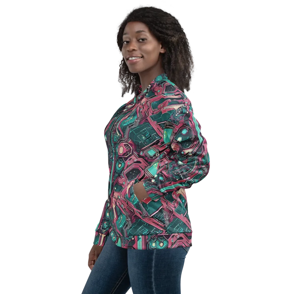 Magenta Mainframe on Bomber Jacket — Left