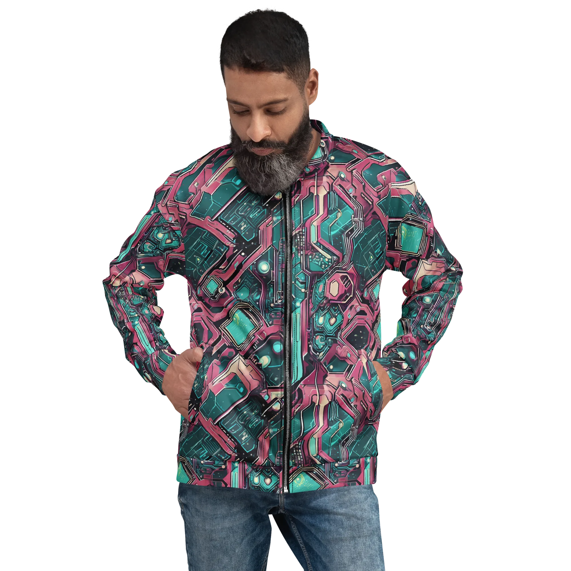 Magenta Mainframe on Bomber Jacket — Front