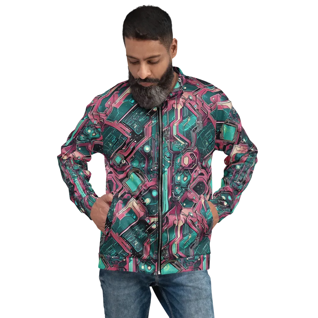 Magenta Mainframe on Bomber Jacket — Front