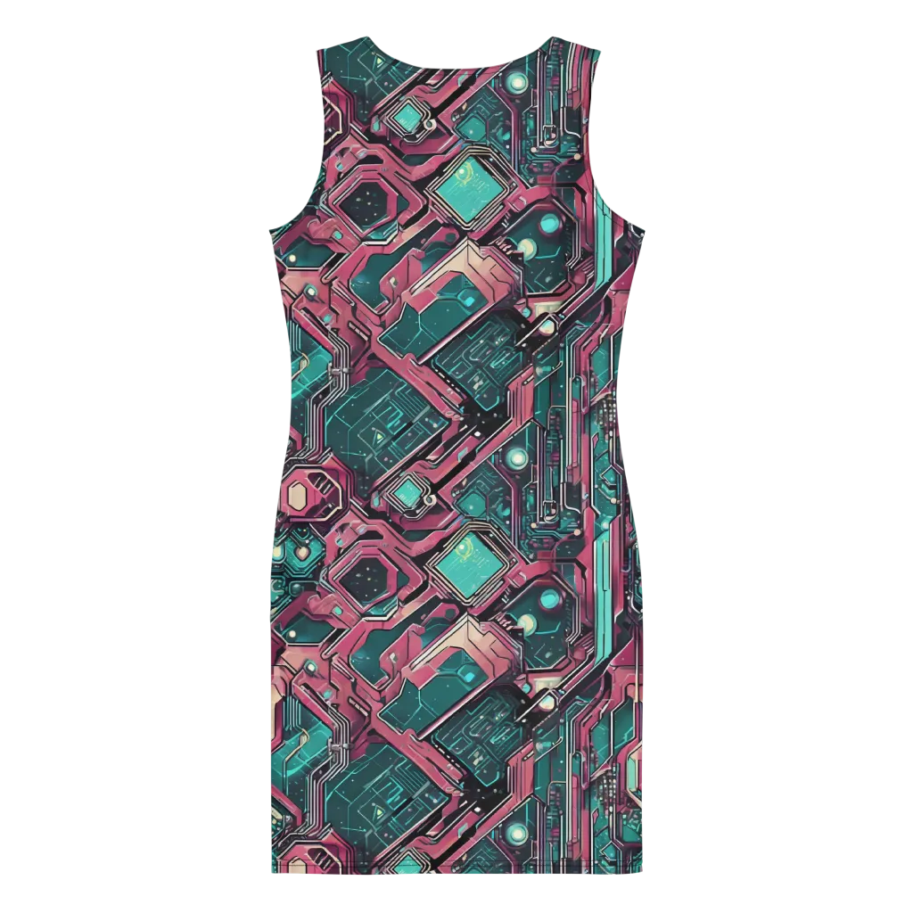 Magenta Mainframe on Bodycon Dress — Back