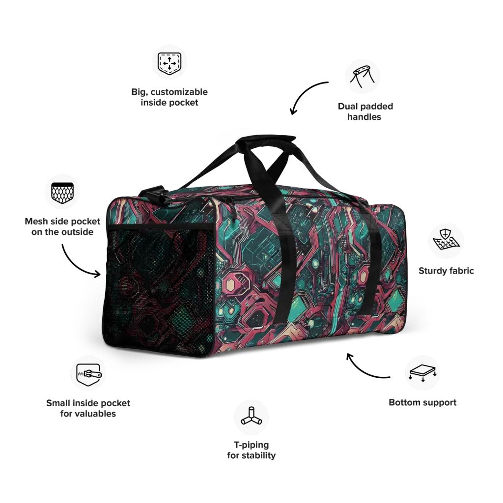 Magenta Mainframe on Duffle Bag — Right Front