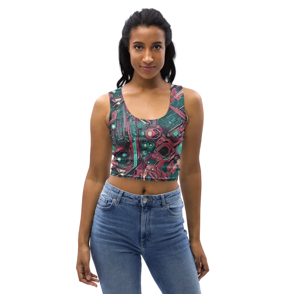 Magenta Mainframe on Crop Top — Front