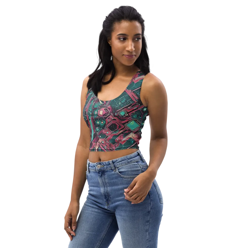 Magenta Mainframe on Crop Top — Left Front
