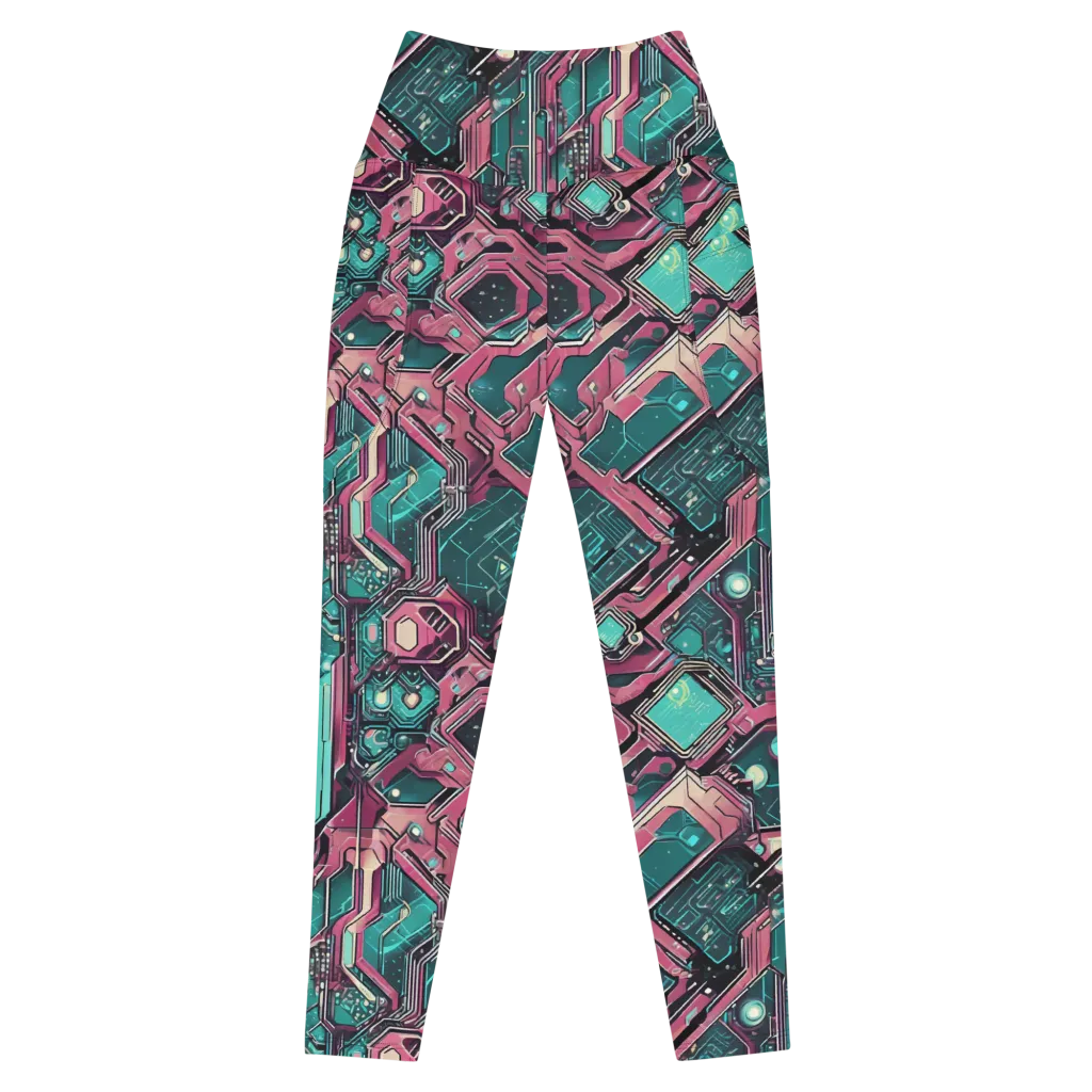 Magenta Mainframe on Leggings with Pockets — Front