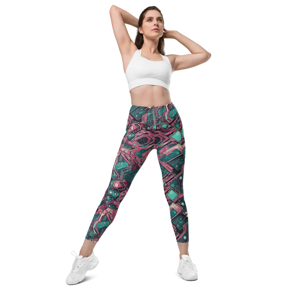Magenta Mainframe on Leggings with Pockets — Front