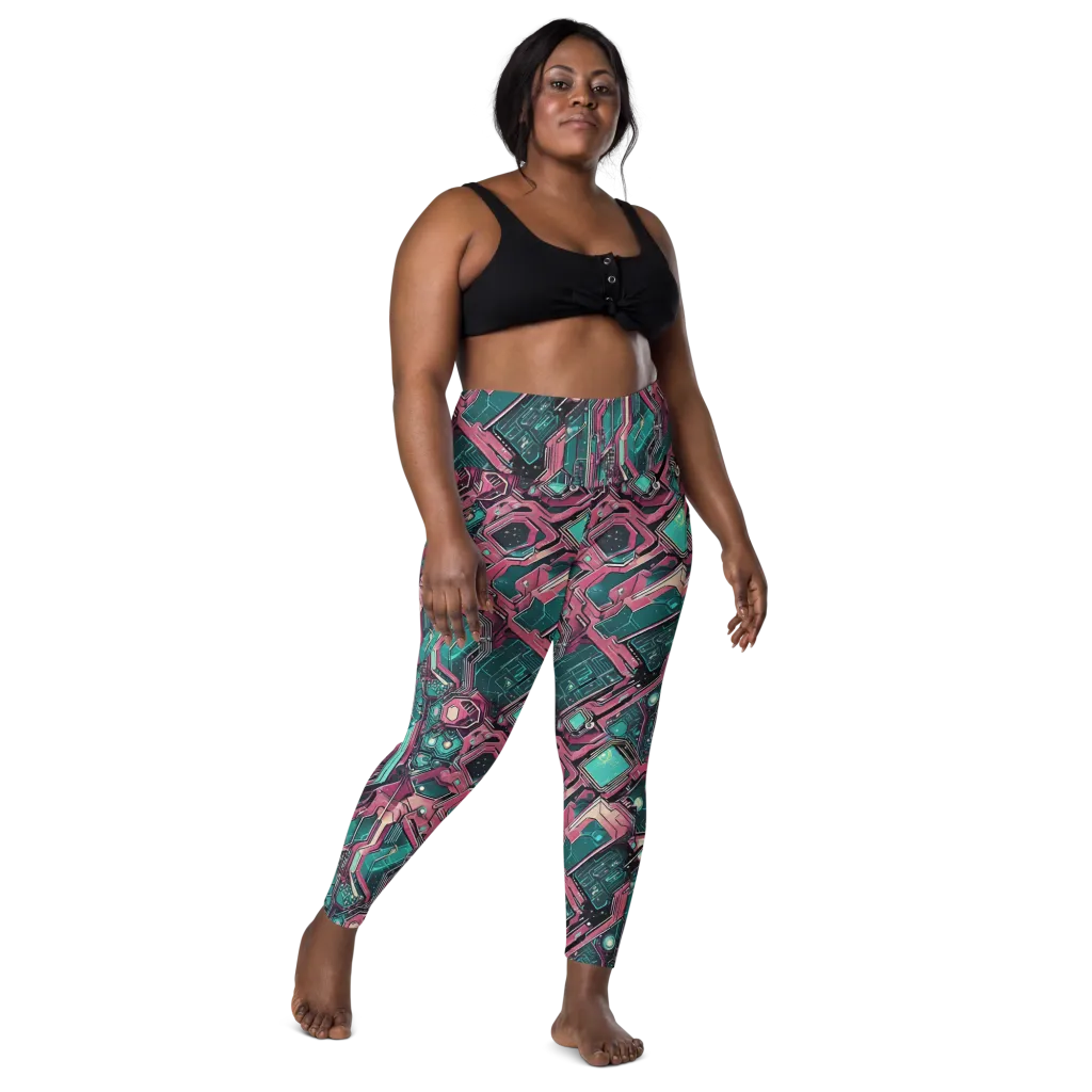Magenta Mainframe on Leggings with Pockets — Front