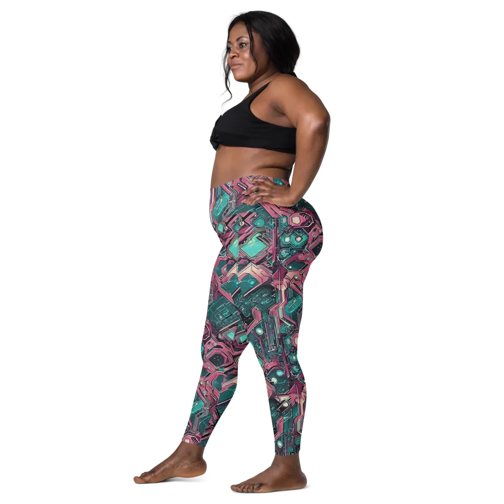 Magenta Mainframe on Leggings with Pockets — Left