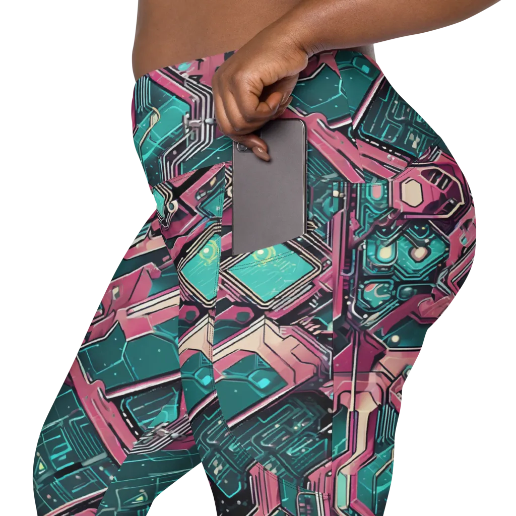 Magenta Mainframe on Leggings with Pockets — Product details 2