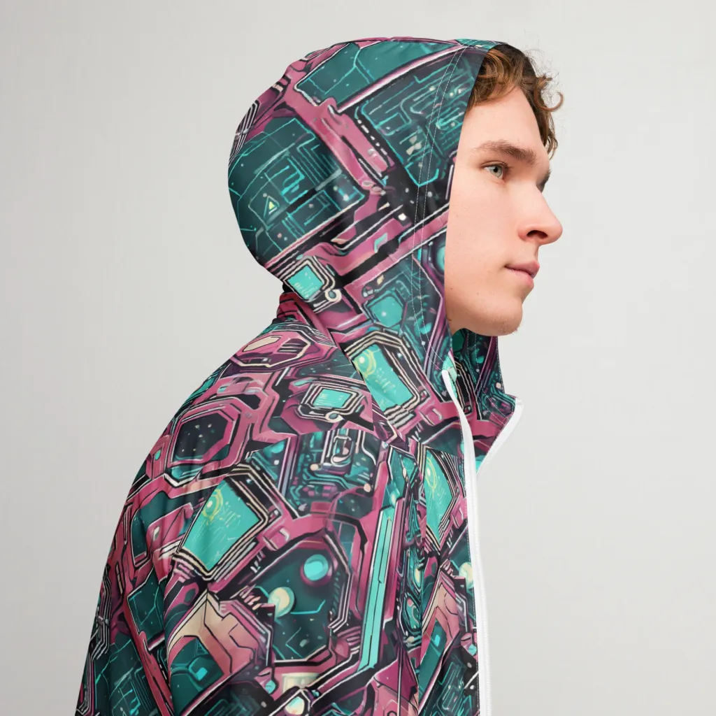 Magenta Mainframe on Men's Windbreaker — Right