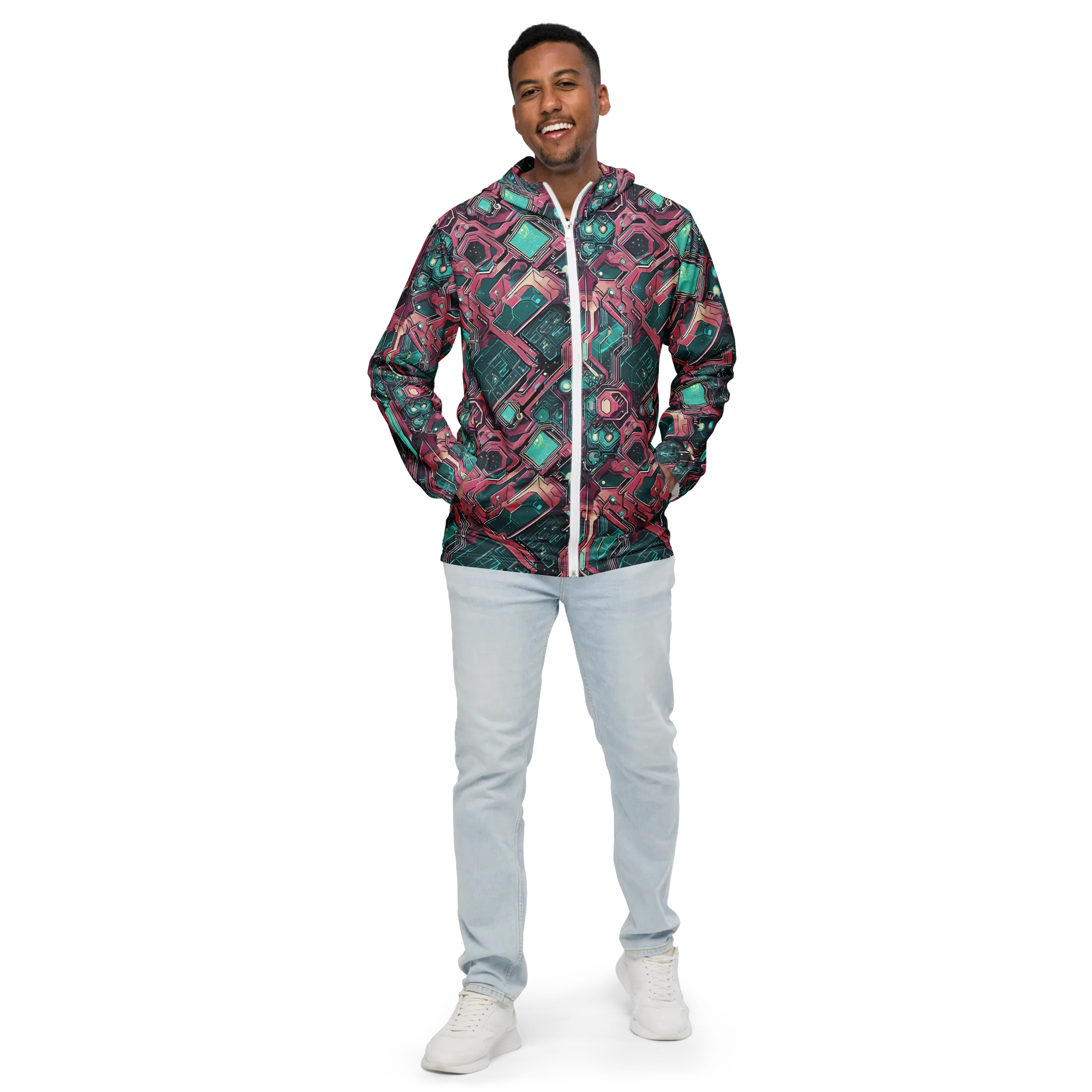 Magenta Mainframe on Men's Windbreaker — Front
