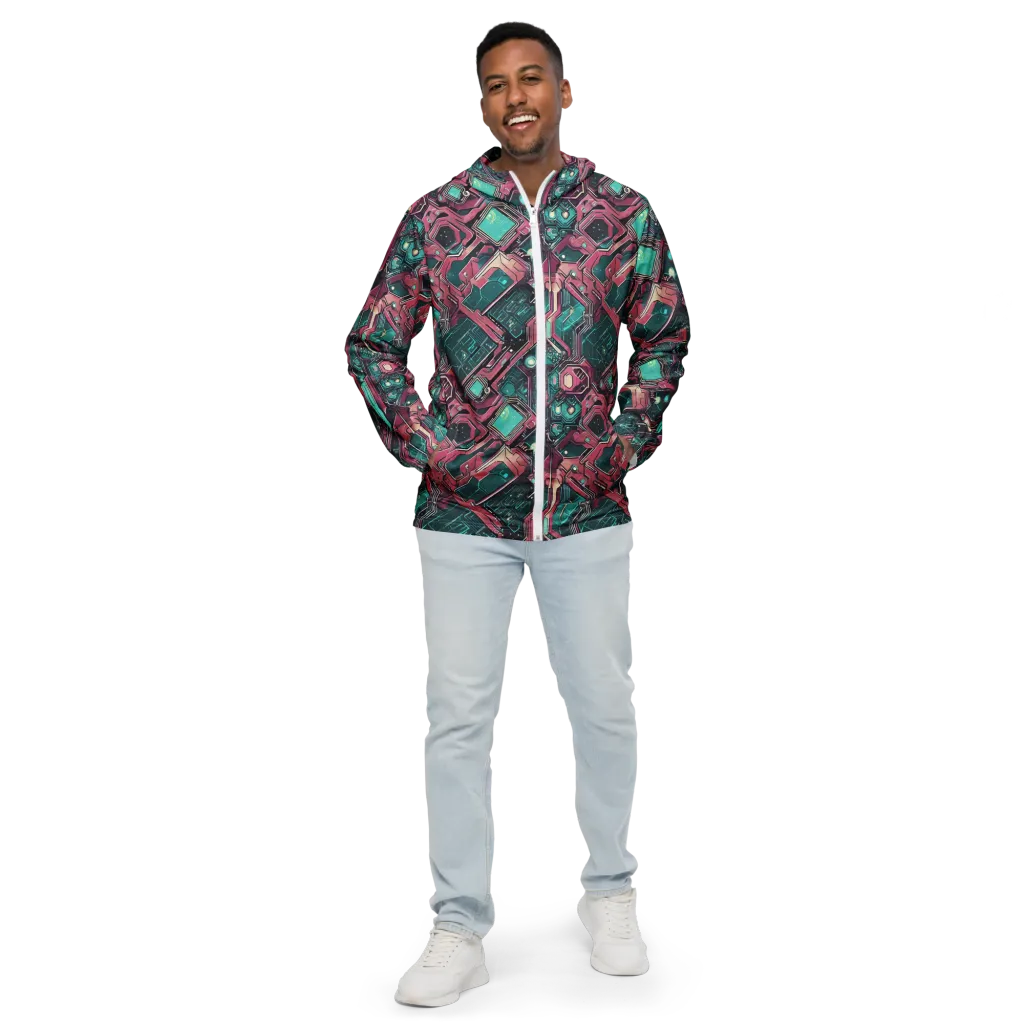 Magenta Mainframe on Men's Windbreaker — Front