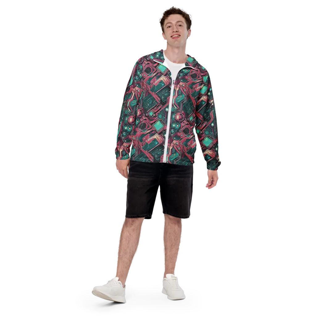 Magenta Mainframe on Men's Windbreaker — Front