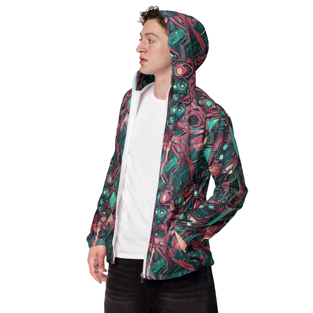 Magenta Mainframe on Men's Windbreaker — Left Front