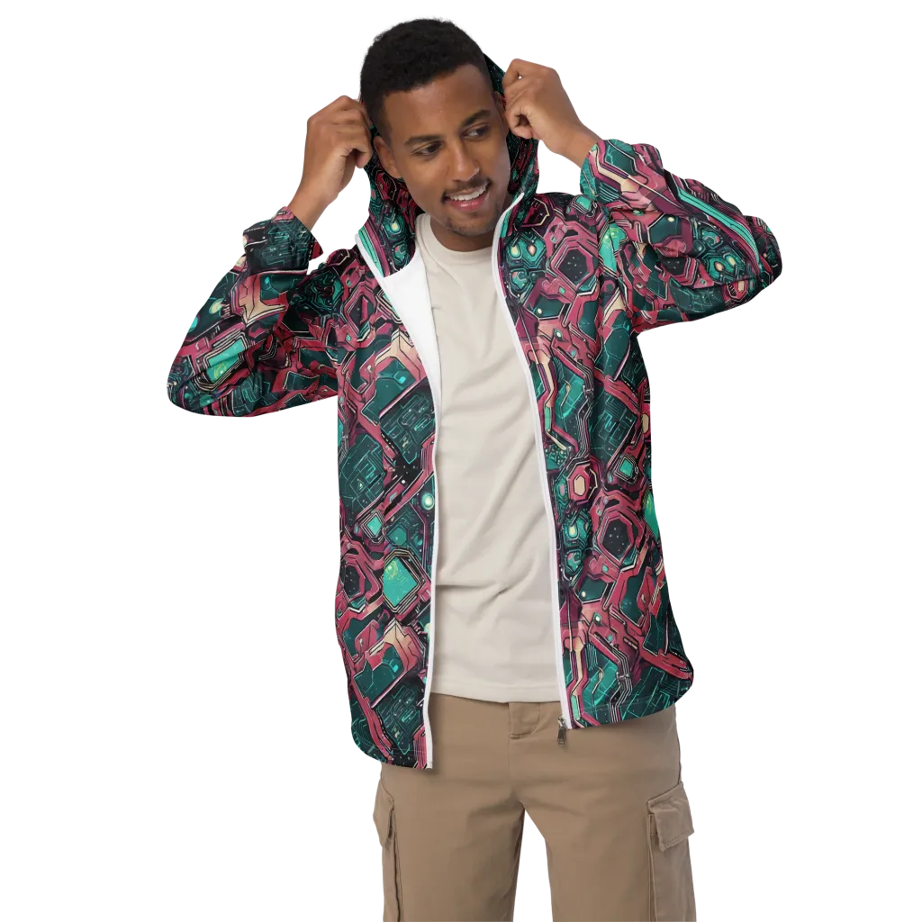 Magenta Mainframe on Men's Windbreaker — Front