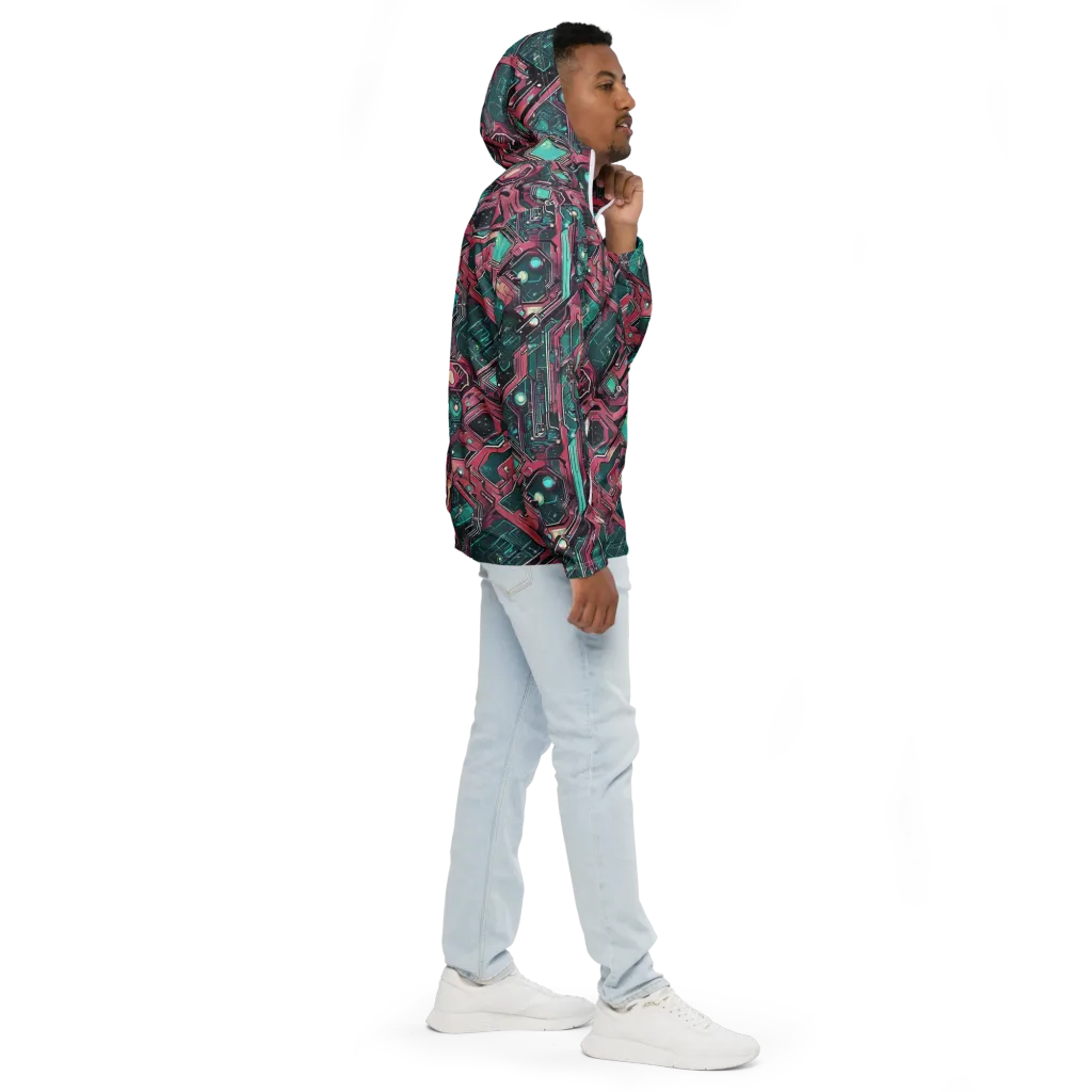 Magenta Mainframe on Men's Windbreaker — Right