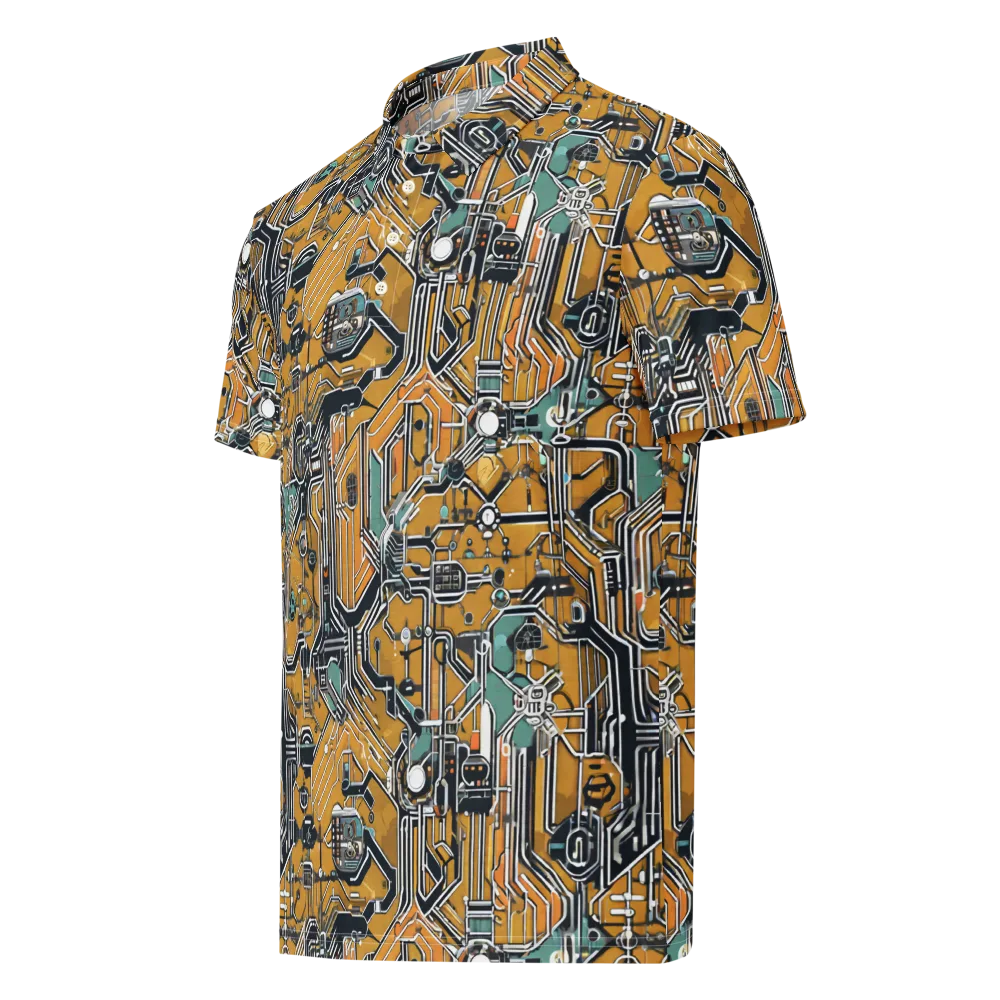 Copper Circuitry on Men's Slim Fit Polo Shirt — Left Front