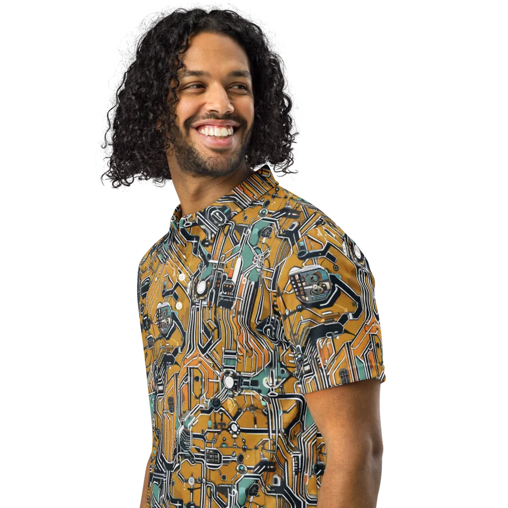 Copper Circuitry on Men's Slim Fit Polo Shirt — Left Front