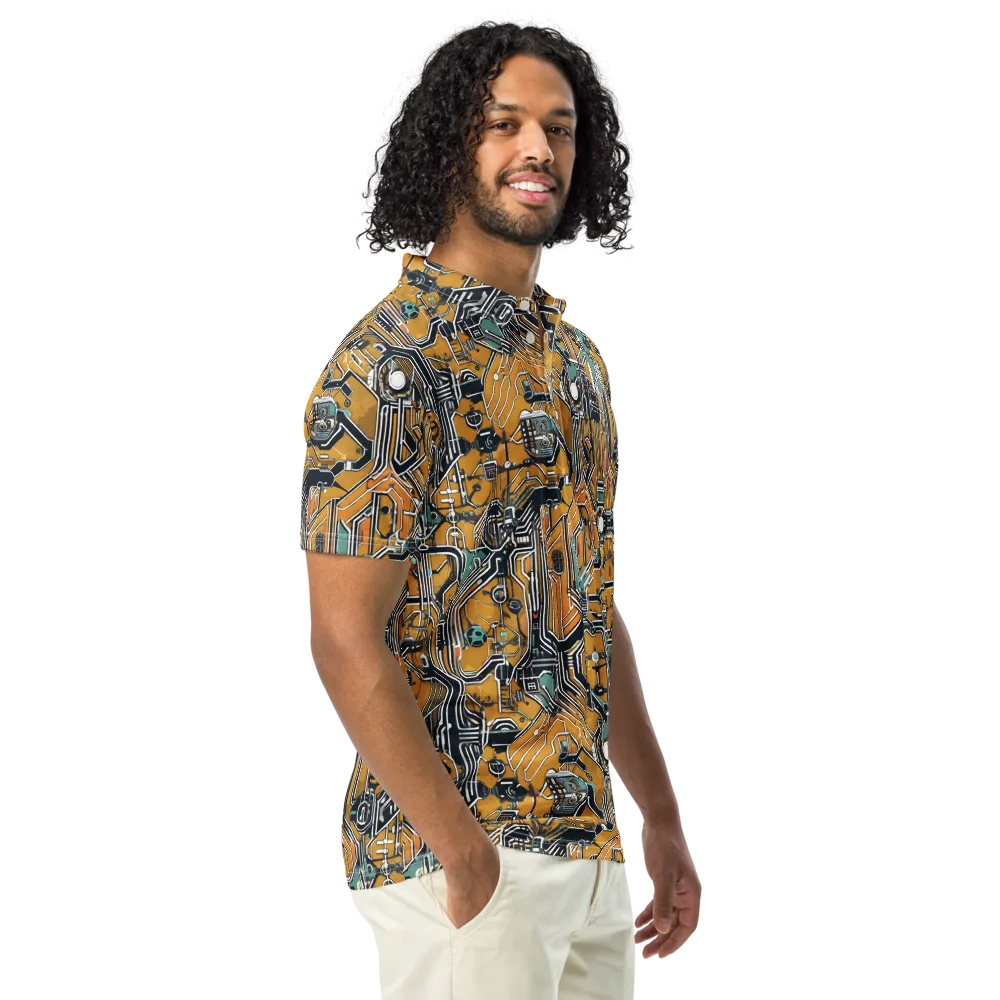 Copper Circuitry on Men's Slim Fit Polo Shirt — Right Front