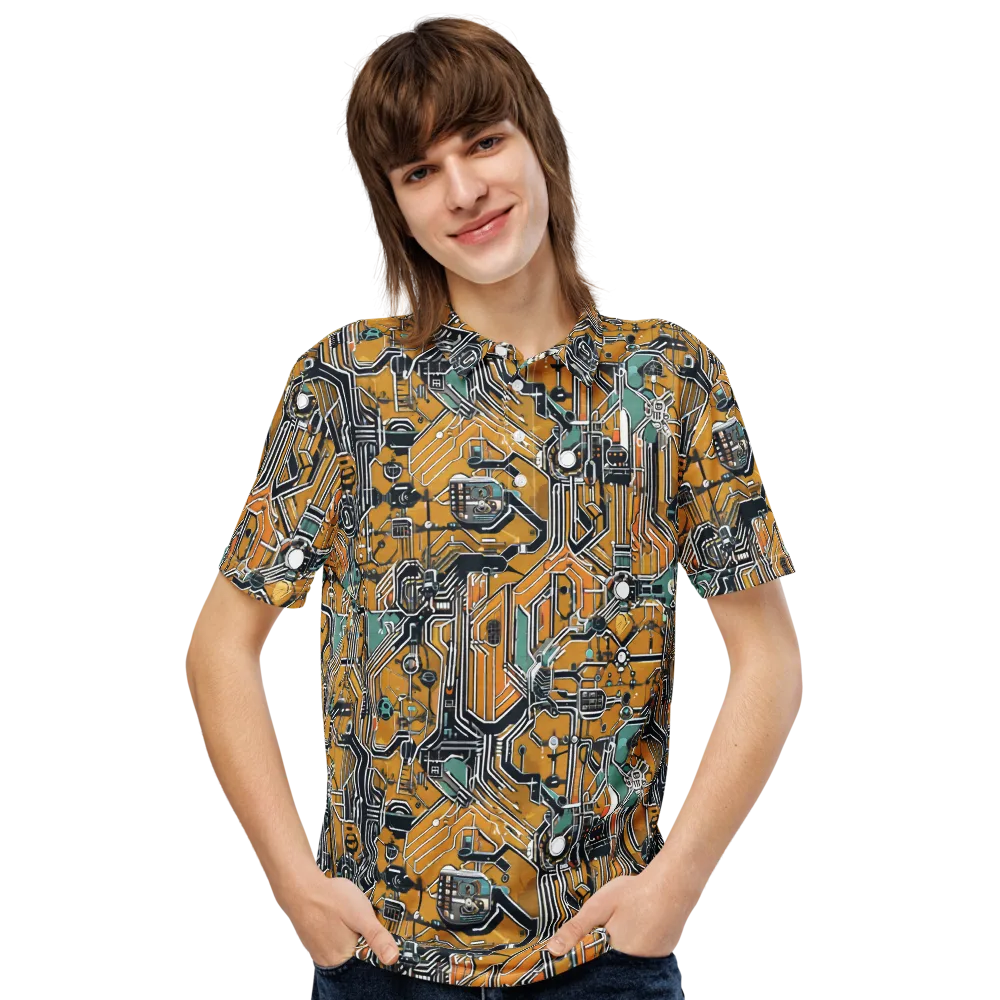 Copper Circuitry on Men's Slim Fit Polo Shirt — Front