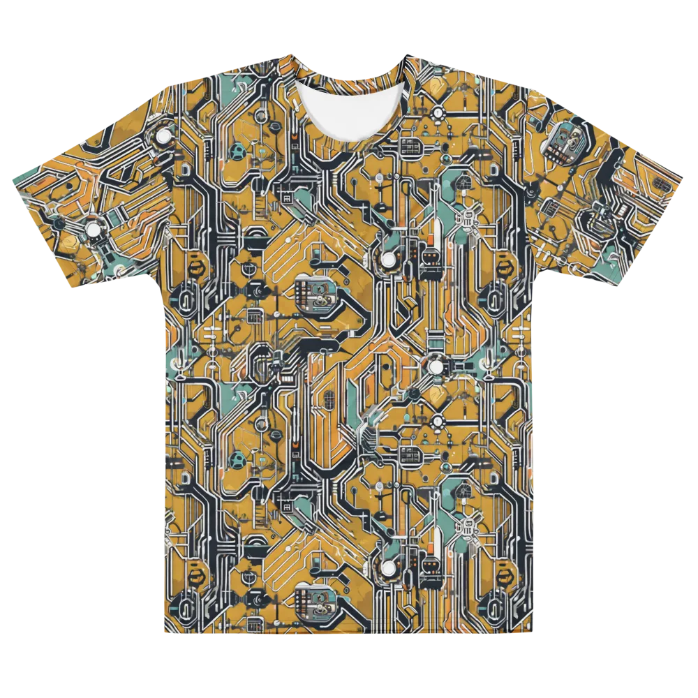 Copper Circuitry on Men's Cotton Crew Neck T-Shirt — Front