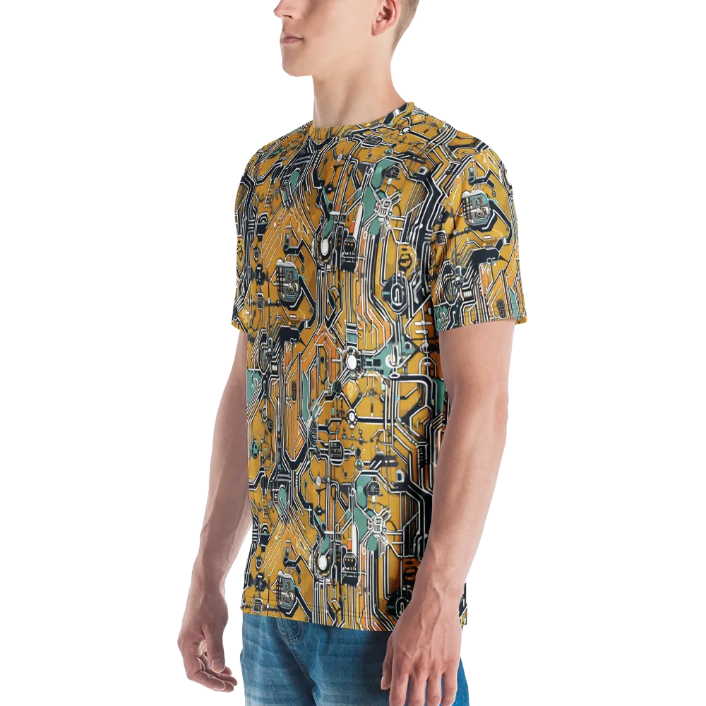 Copper Circuitry on Men's Crew Neck T-Shirt — Left