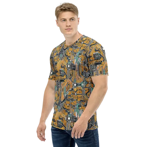 Copper Circuitry on a Men's Crew Neck T-Shirt