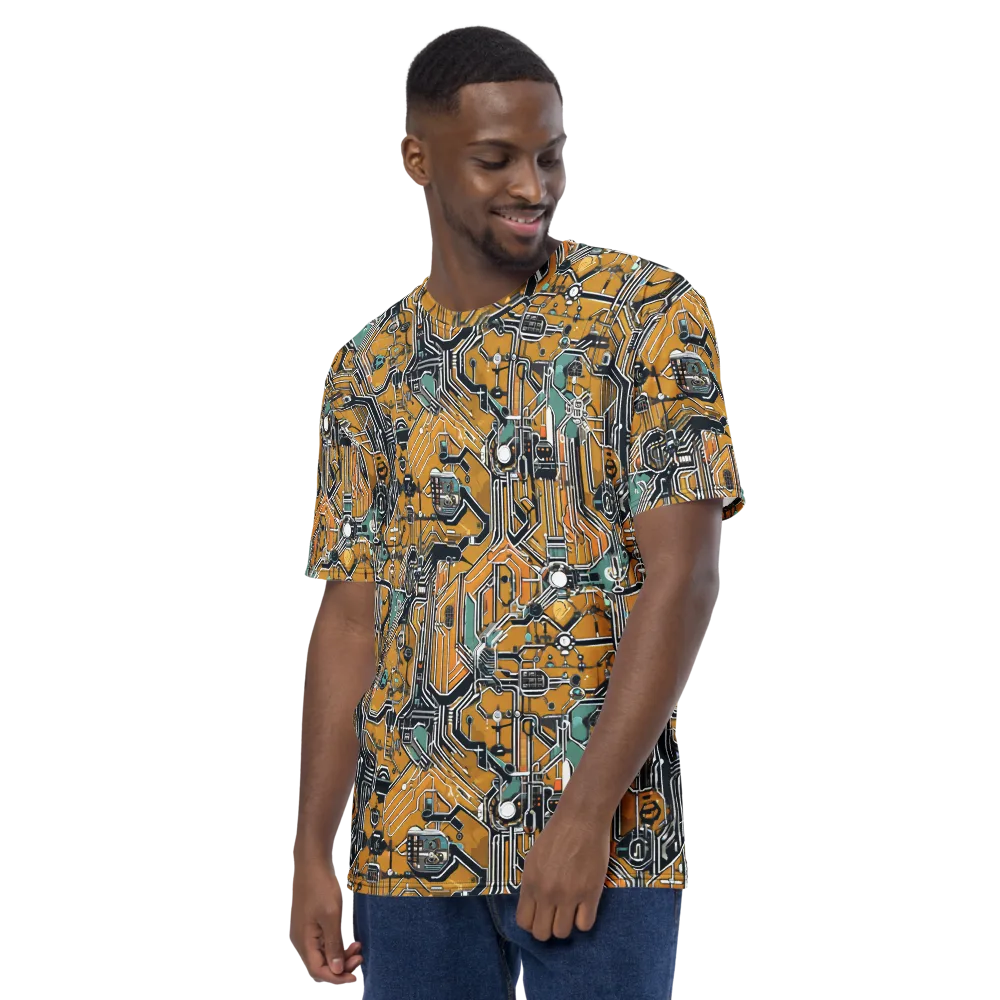 Copper Circuitry on Men's Crew Neck T-Shirt — Left