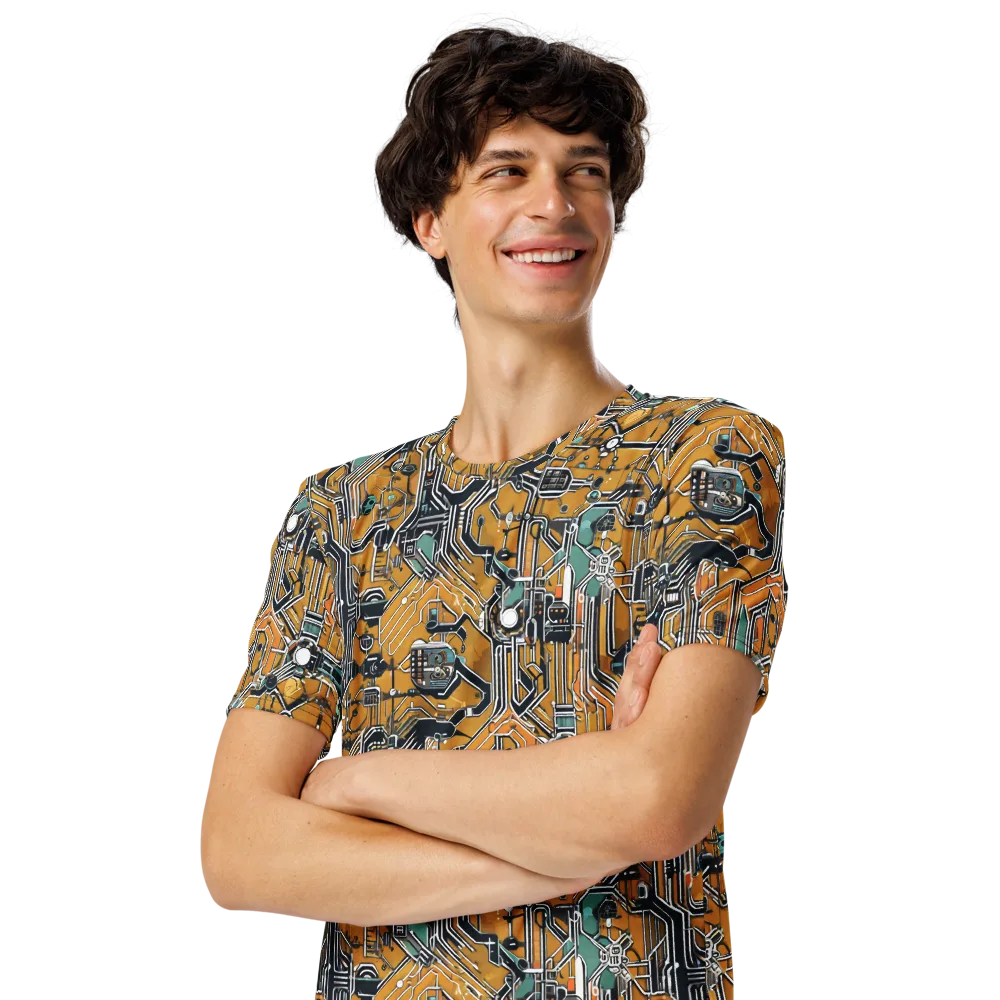 Copper Circuitry on Men's Crew Neck T-Shirt — Left Front