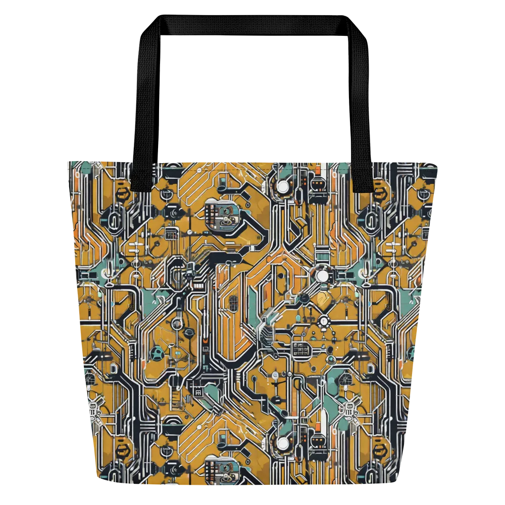 Copper Circuitry on Large Tote Bag W/ Pocket — Front