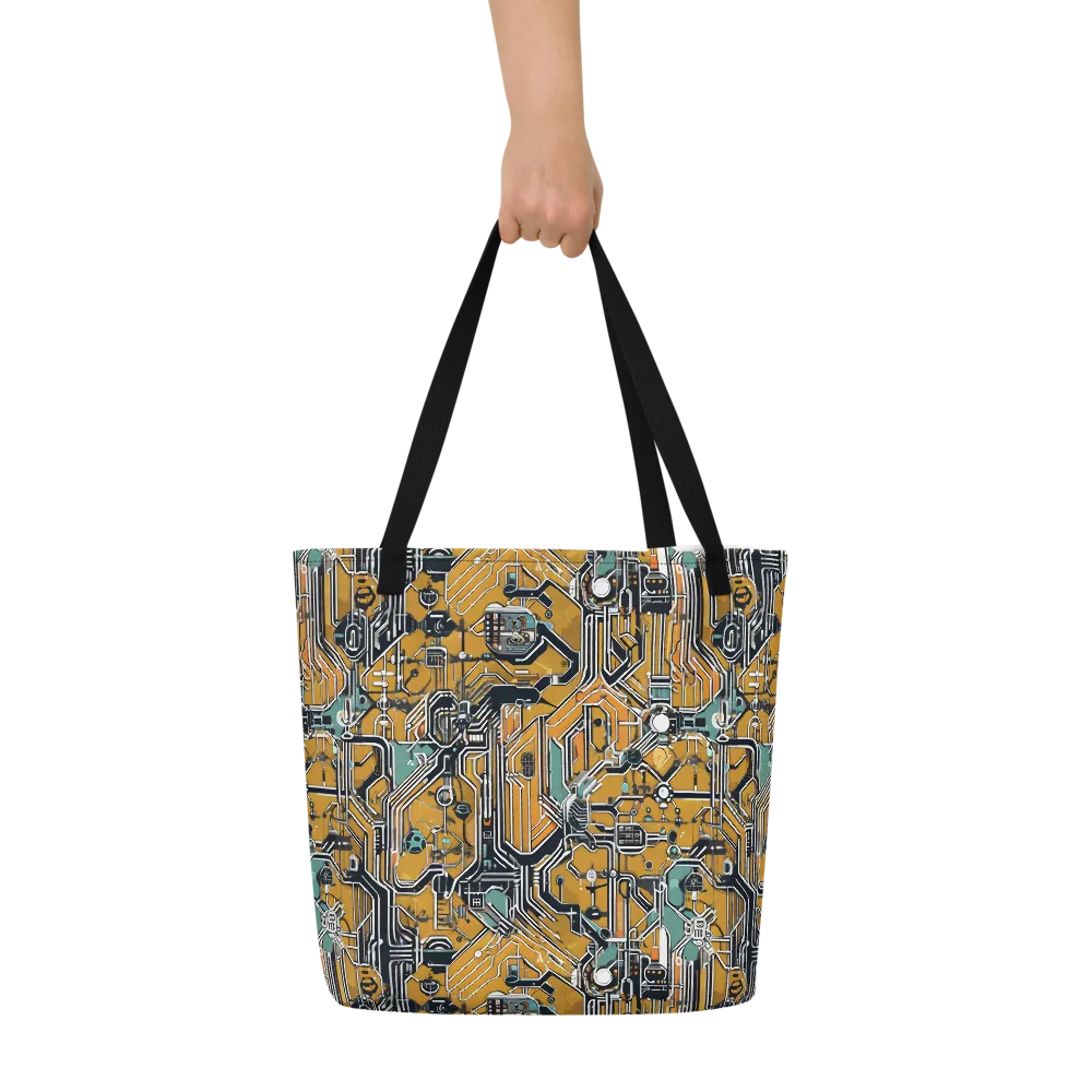 Copper Circuitry on Large Tote Bag W/ Pocket — Front