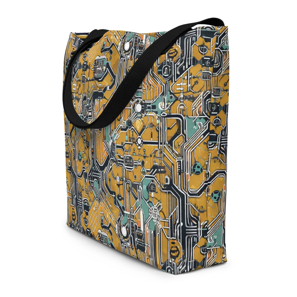 Copper Circuitry on Large Tote Bag W/ Pocket — Front