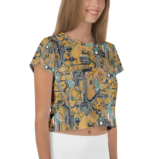 Copper Circuitry on a Crop Tee