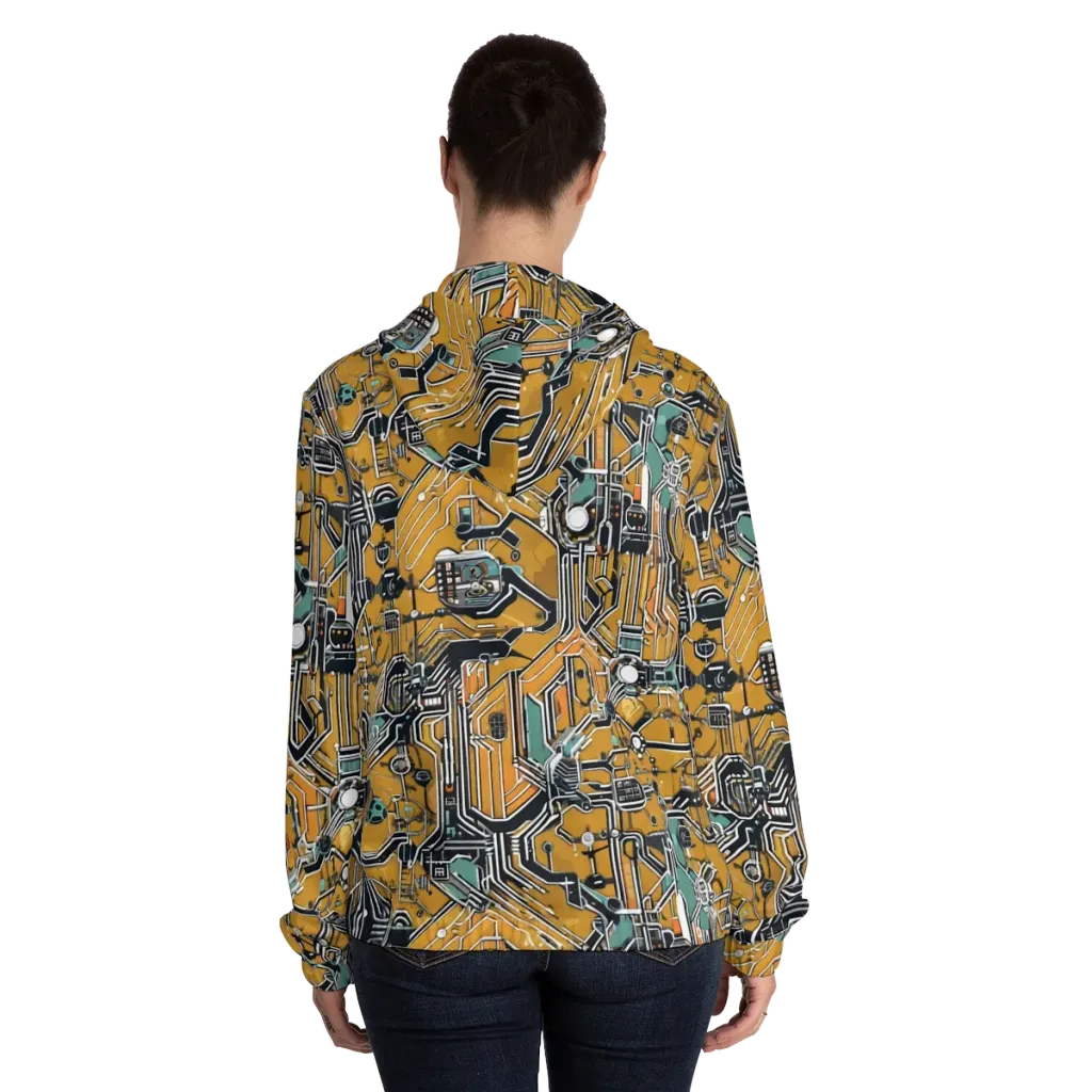 Copper Circuitry on Women's Full-Zip Hoodie — Back On Person