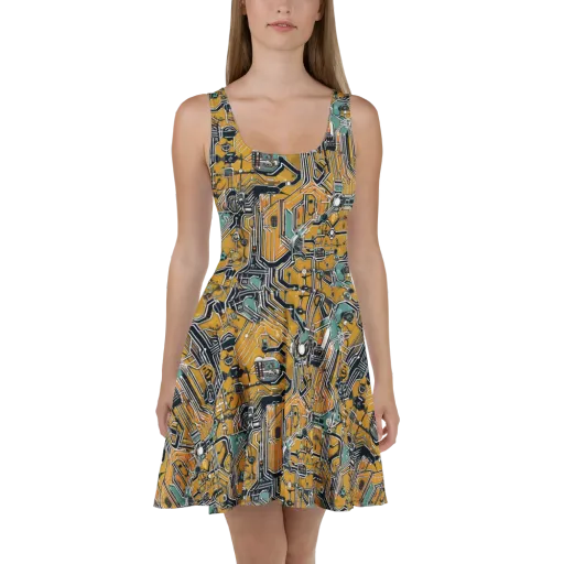 Copper Circuitry on a Skater Dress