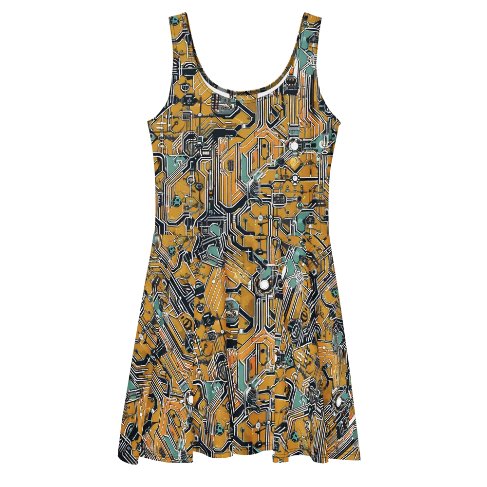 Copper Circuitry on Skater Dress — Front