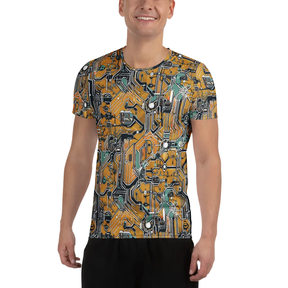 Copper Circuitry on Men's Athletic T-Shirt — Front