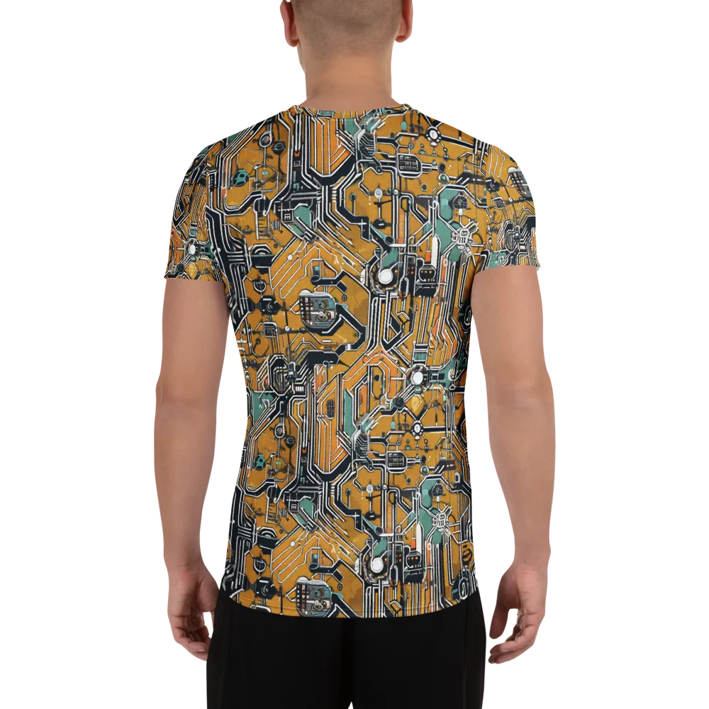 Copper Circuitry on Men's Athletic T-Shirt — Back