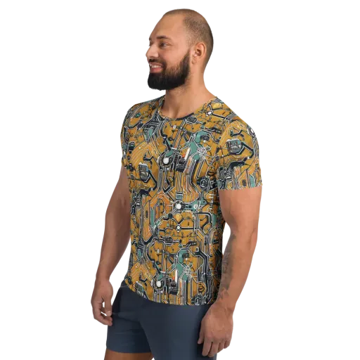 Copper Circuitry on a Men's Athletic T-Shirt