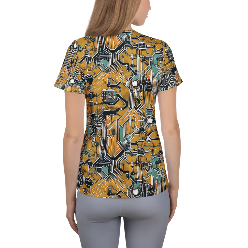 Copper Circuitry on Women's Athletic T-Shirt — Back