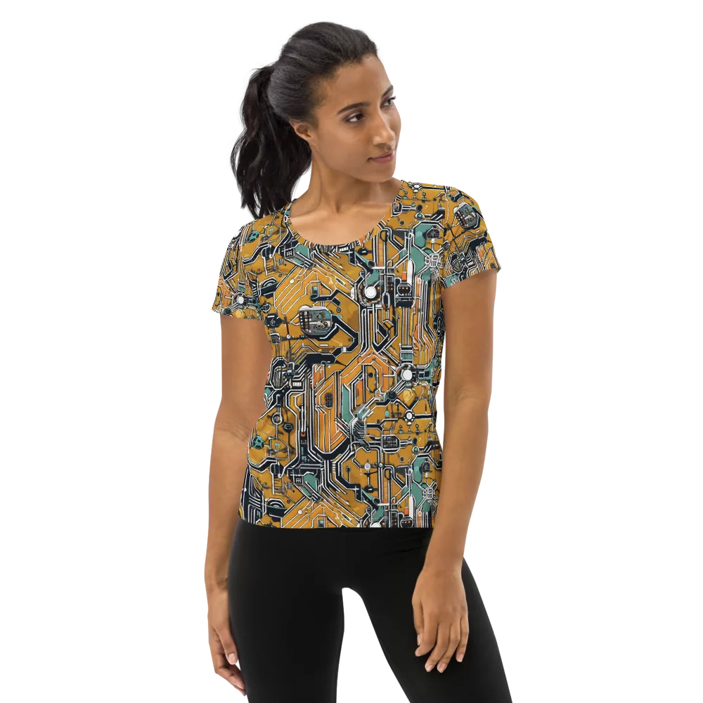 Copper Circuitry on Women's Athletic T-Shirt — Front