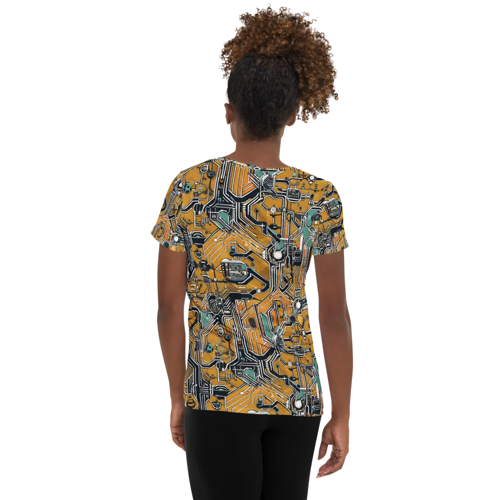 Copper Circuitry on Women's Athletic T-Shirt — Back