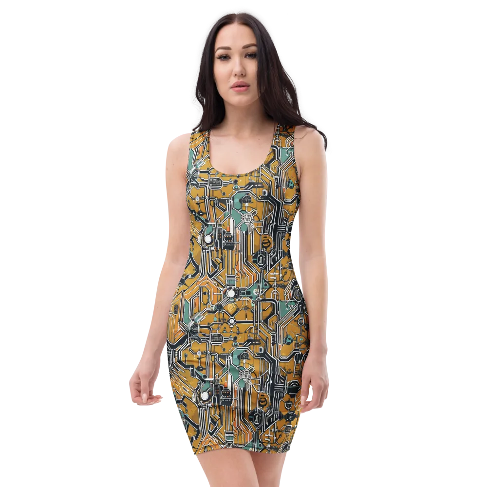 Copper Circuitry on Bodycon Dress — Front