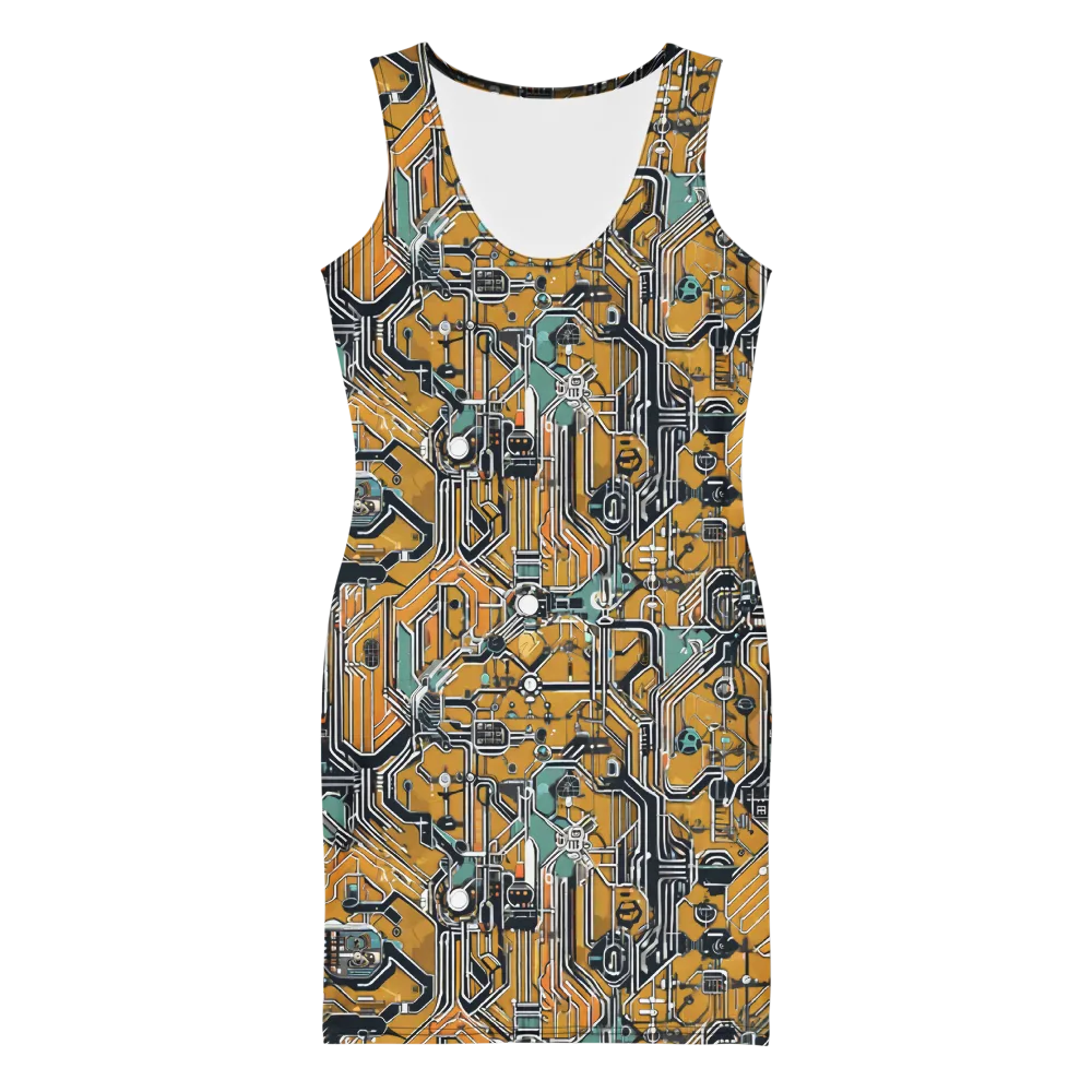 Copper Circuitry on Bodycon Dress — Front