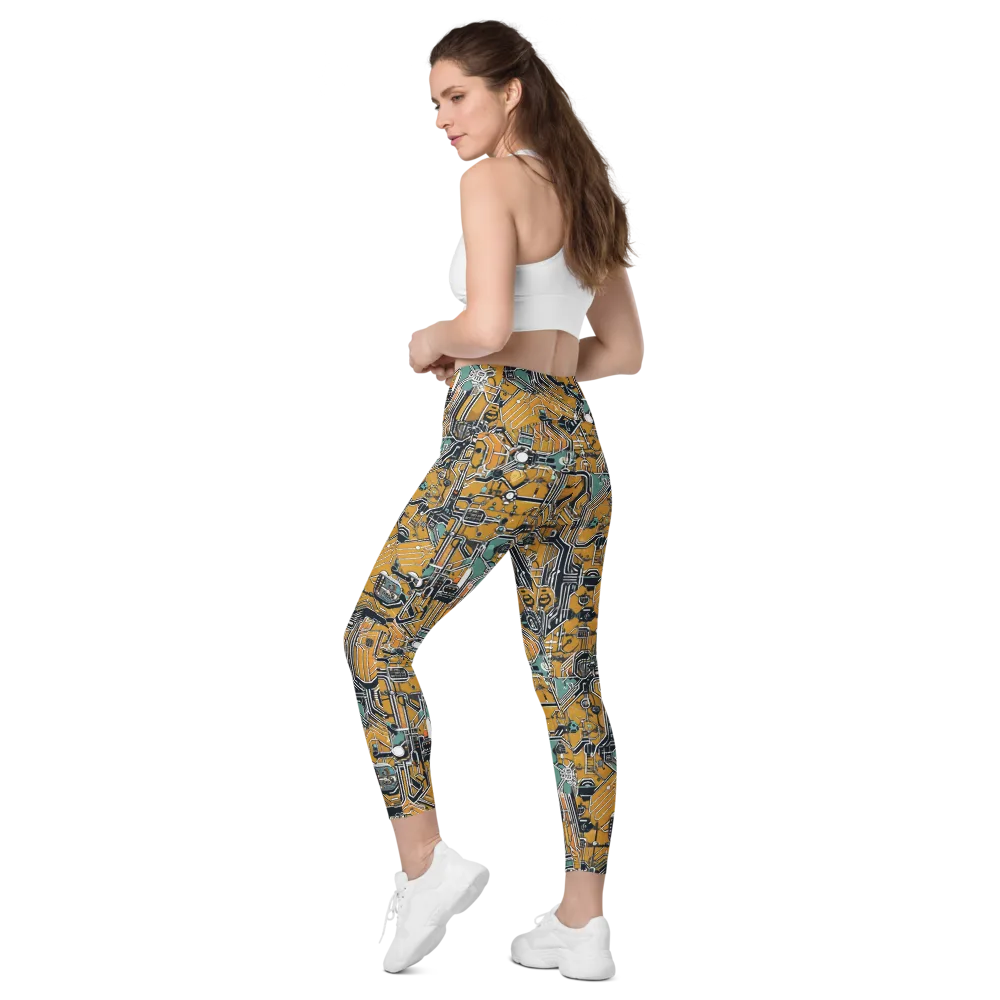 Copper Circuitry on Leggings with Pockets — Left Back