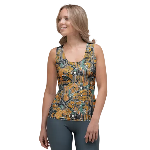 Copper Circuitry on a Women's Tank Top