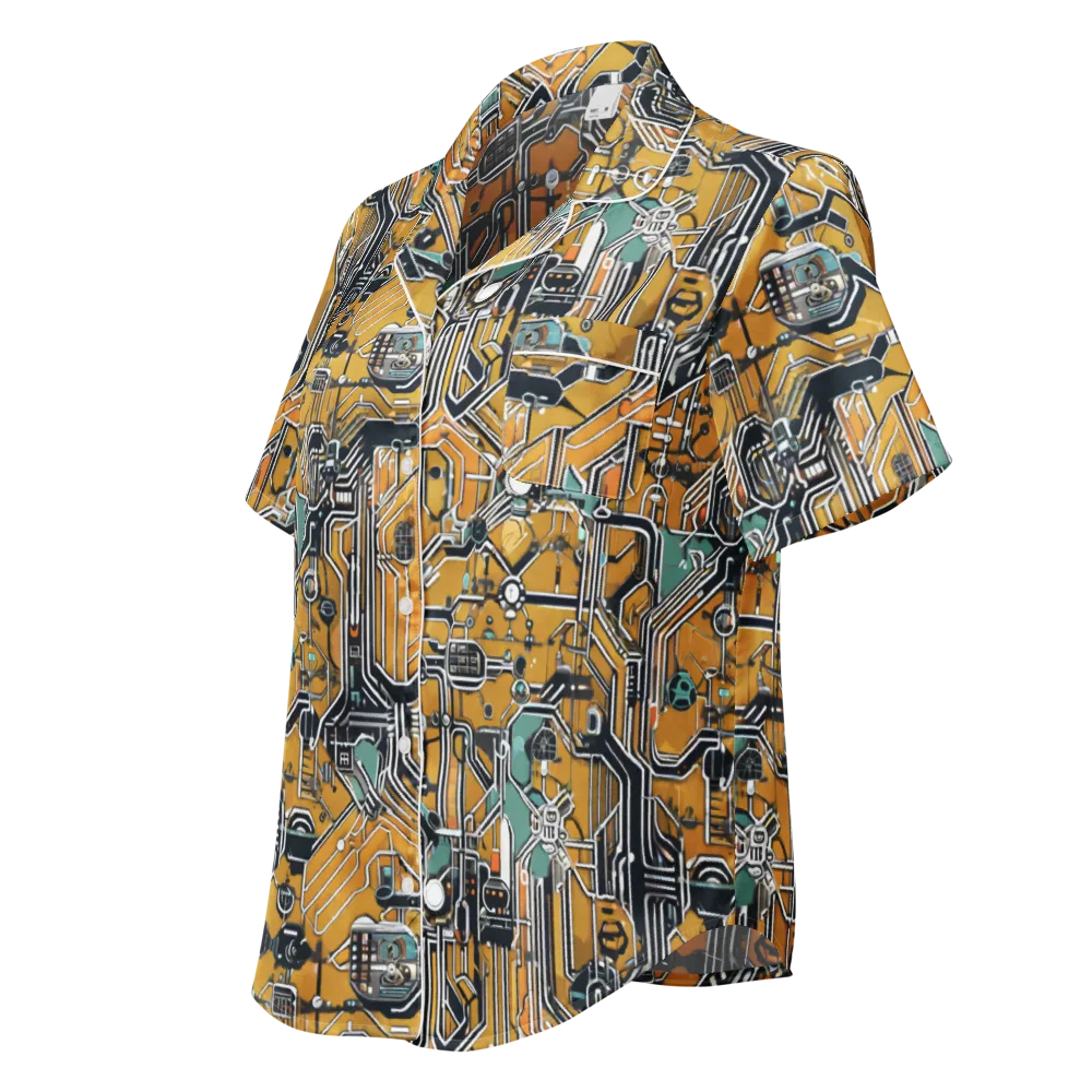 Copper Circuitry on Women's Short Sleeve Pajama Top — Left Front