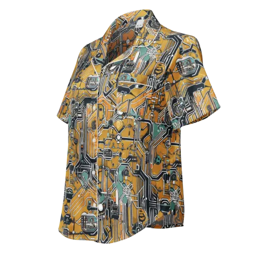 Copper Circuitry on a Women's Short Sleeve Pajama Top